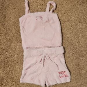 Pink Fuzzy Hello Kitty Set